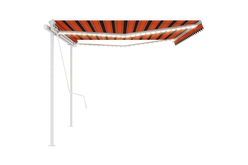 Automatisk markis med vindsensor & LED 5x3 m orange/brun - Orange - Markiser - Terrassmarkis