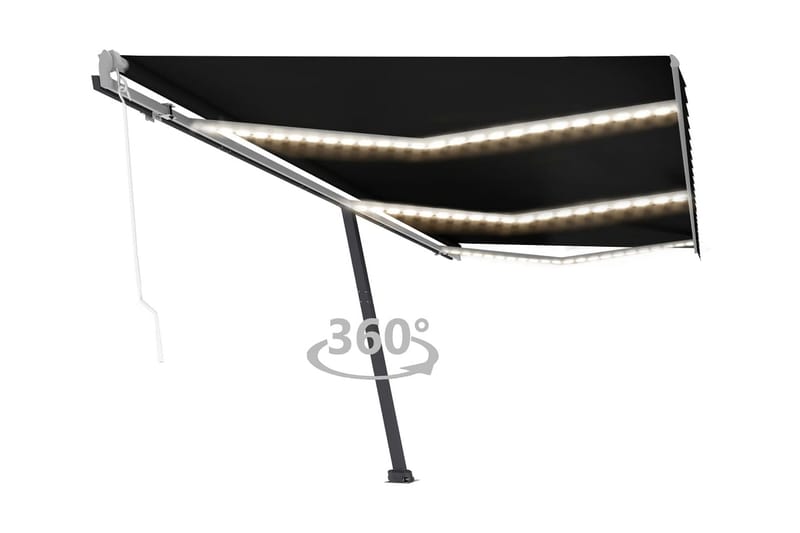 Automatisk markis med vindsensor & LED 600x300 cm antracit - Antracit - Utemöbler - Solskydd - Markiser - Fönstermarkis
