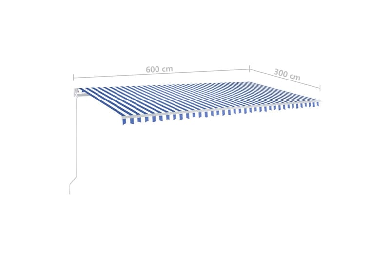 Automatisk markis med vindsensor & LED 600x300 cm - Blå - Utemöbler - Solskydd - Markiser - Fönstermarkis