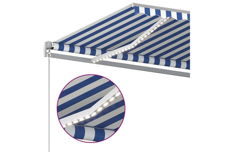 Automatisk markis med vindsensor & LED 600x300 cm - Blå - Utemöbler - Solskydd - Markiser - Fönstermarkis