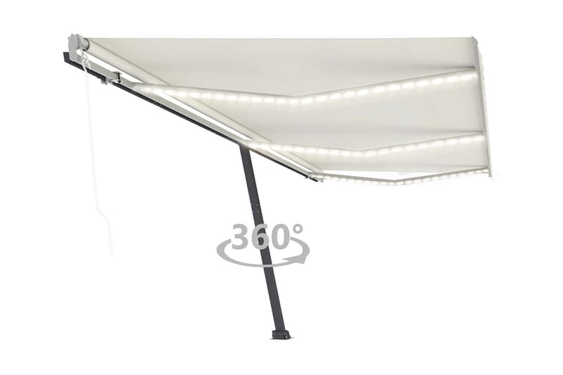 Automatisk markis med vindsensor & LED 600x300 cm gräddvit - Vit - Utemöbler - Solskydd - Markiser - Fönstermarkis