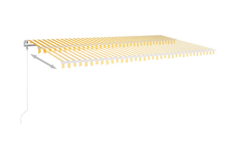 Automatisk markis med vindsensor & LED 600x300 cm gul/vit - Gul - Utemöbler - Solskydd - Markiser