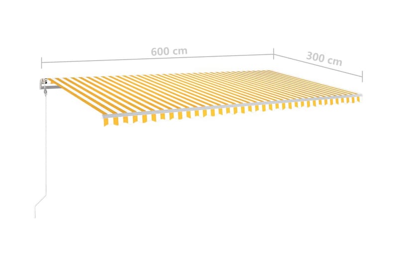 Automatisk markis med vindsensor & LED 600x300 cm gul/vit - Gul - Utemöbler - Solskydd - Markiser