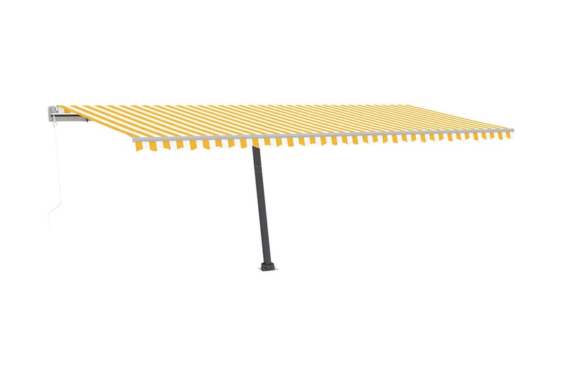 Automatisk markis med vindsensor & LED 600x300 cm gul/vit - Gul - Utemöbler - Solskydd - Markiser - Fönstermarkis