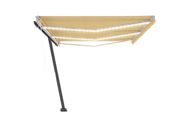 Automatisk markis med vindsensor & LED 600x300 cm gul/vit - Gul - Utemöbler - Solskydd - Markiser - Fönstermarkis
