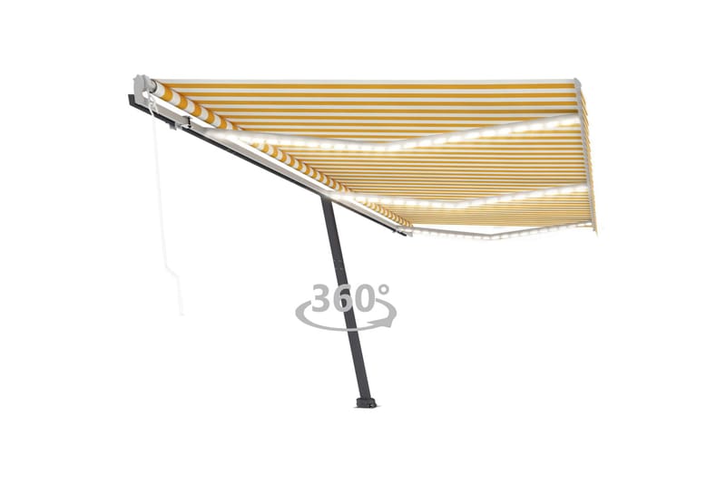 Automatisk markis med vindsensor & LED 600x300 cm gul/vit - Gul - Utemöbler - Solskydd - Markiser - Fönstermarkis
