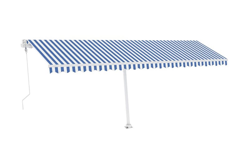 Automatisk markis med vindsensor & LED 600x300cm blå och vit - Blå - Utemöbler - Solskydd - Markiser