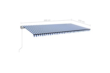 Automatisk markis med vindsensor & LED 600x350 cm blå och vi - Blå - Utemöbler - Solskydd - Markiser