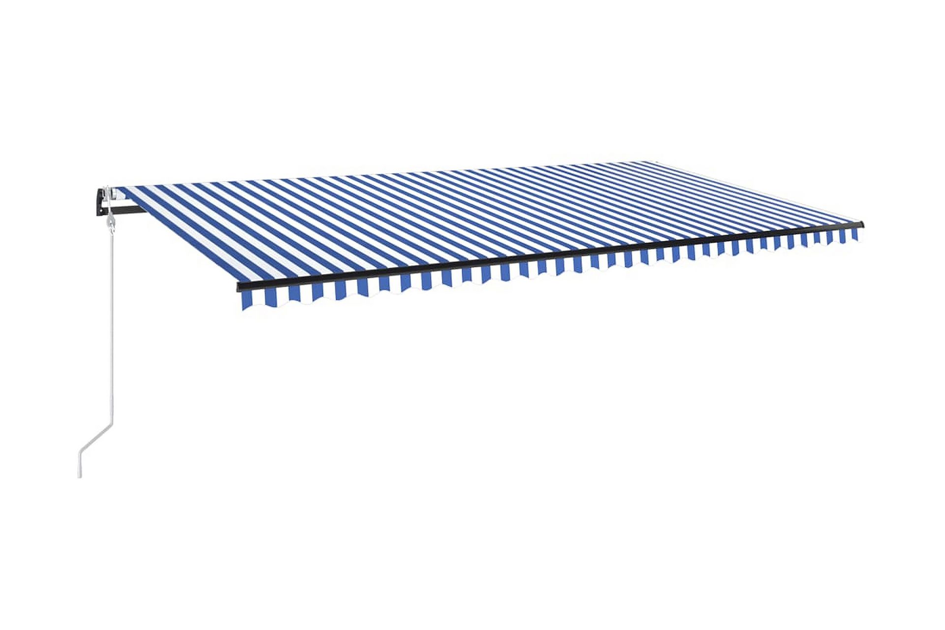 Automatisk markis med vindsensor & LED 600x350 cm blå och vi - Blå - Utemöbler - Solskydd - Markiser