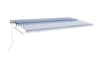 Automatisk markis med vindsensor & LED 600x350 cm blå och vi - Blå - Utemöbler - Solskydd - Markiser