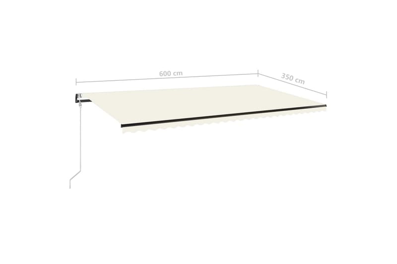 Automatisk markis med vindsensor & LED 600x350 cm gräddvit - Vit - Utemöbler - Solskydd - Markiser