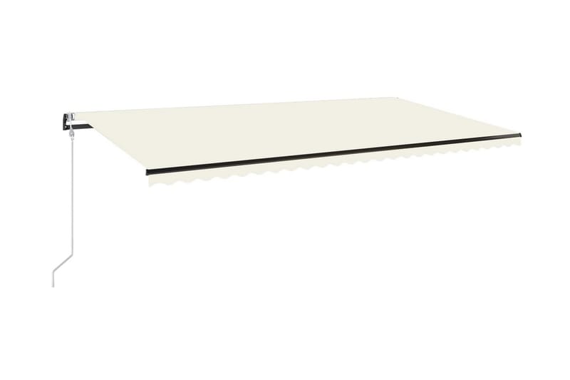 Automatisk markis med vindsensor & LED 600x350 cm gräddvit - Vit - Utemöbler - Solskydd - Markiser
