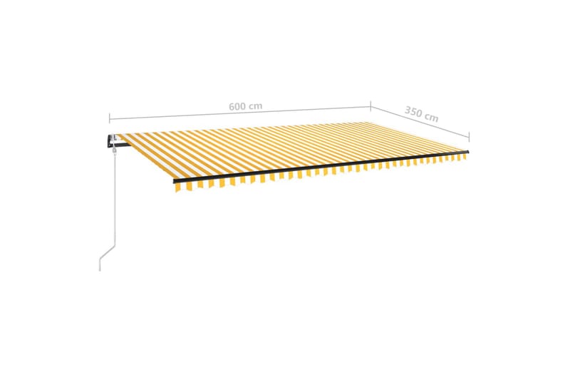 Automatisk markis med vindsensor & LED 600x350 cm gul/vit - Gul - Markiser - Terrassmarkis