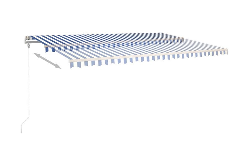 Automatisk markis med vindsensor & LED 6x3 m blå/vit - Blå - Fönstermarkis - Markiser