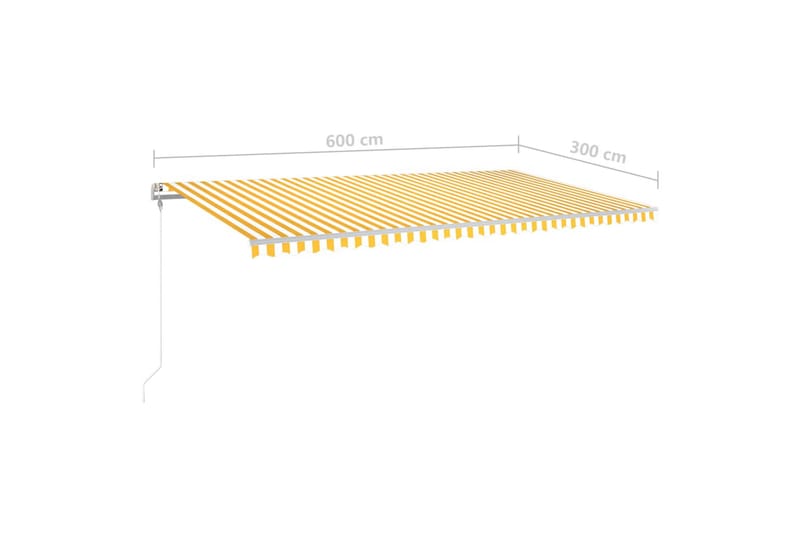 Automatisk markis med vindsensor & LED 6x3 m gul/vit - Gul - Fönstermarkis - Markiser