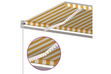 Automatisk markis med vindsensor & LED 6x3,5 m gul och vit - Gul - Utemöbler - Solskydd - Markiser