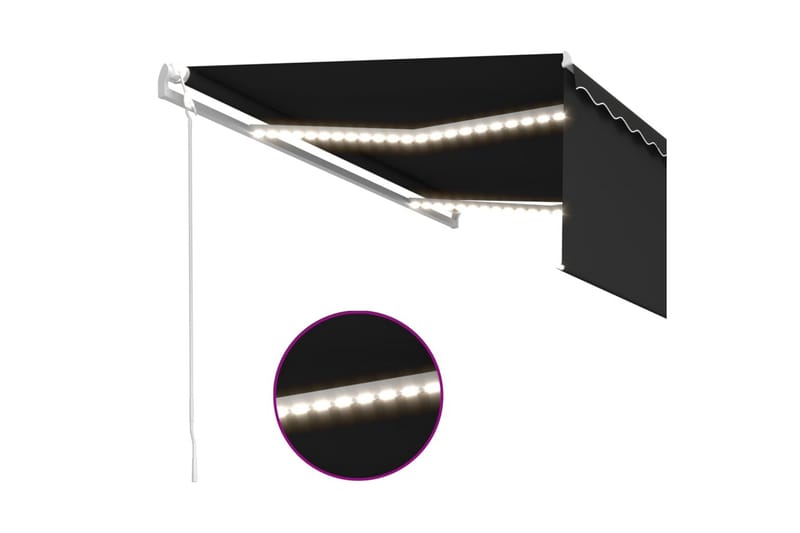 Automatisk markis med vindsensor rullgardin LED 4,5x3 m antr - Antracit - Utemöbler - Solskydd - Markiser - Fönstermarkis