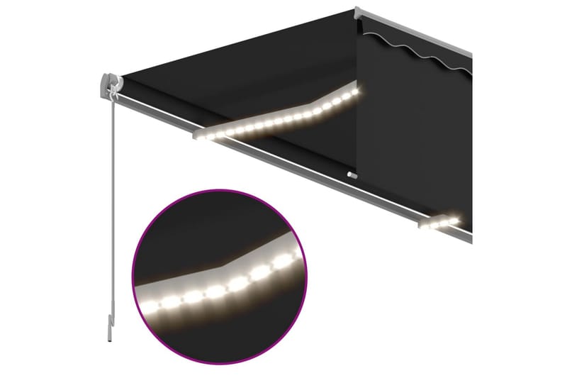 Automatisk markis med vindsensor rullgardin LED 4,5x3 m antr - Antracit - Utemöbler - Solskydd - Markiser - Fönstermarkis