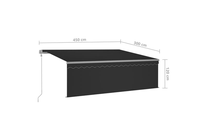 Automatisk markis med vindsensor rullgardin LED 4,5x3 m antr - Antracit - Utemöbler - Solskydd - Markiser - Fönstermarkis