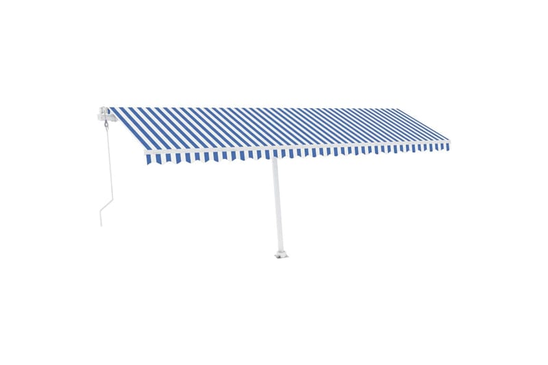 Fristående automatisk markis 600x300 cm blå/vit - Blå - Utemöbler - Solskydd - Markiser