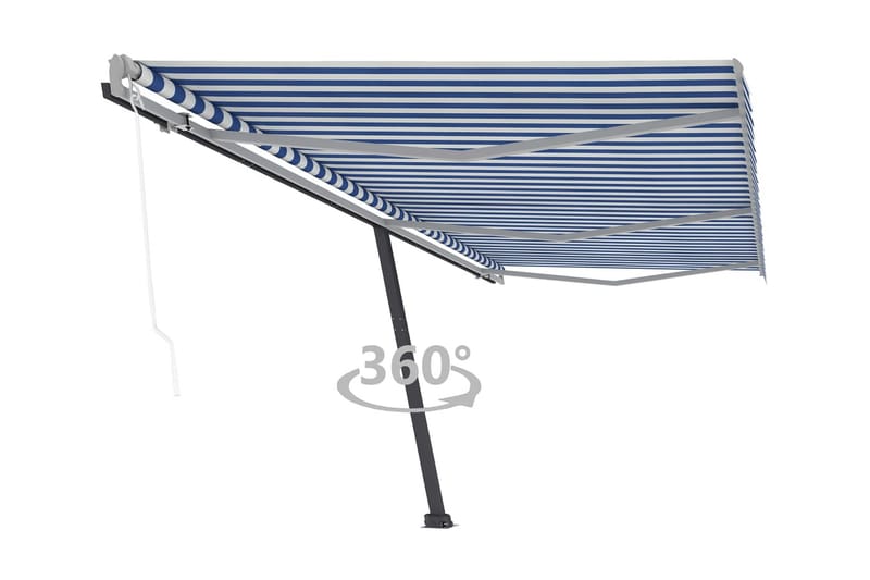 Fristående automatisk markis 600x300 cm blå/vit - Blå - Utemöbler - Solskydd - Markiser - Fönstermarkis