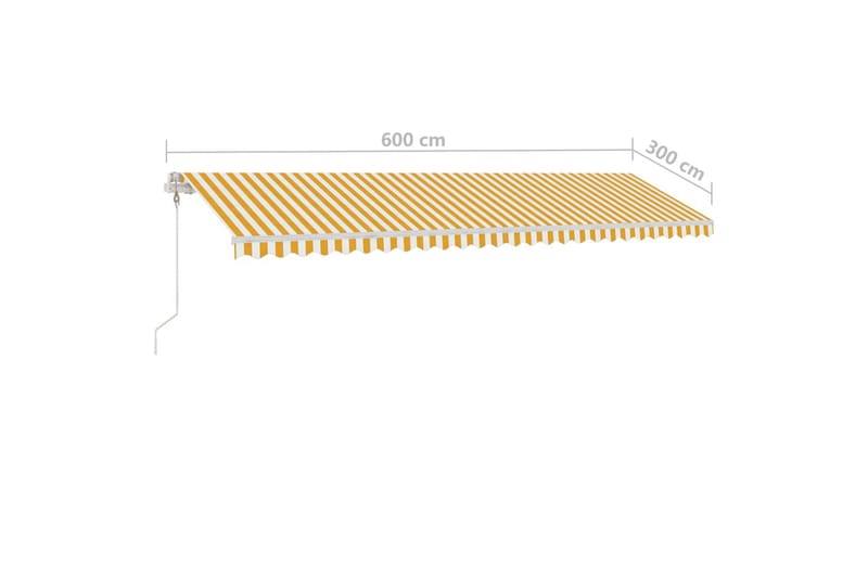 Fristående automatisk markis 600x300 cm gul/vit - Gul - Markiser - Terrassmarkis