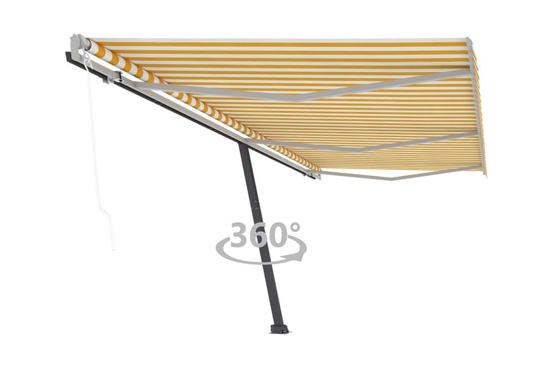 Fristående automatisk markis 600x300 cm gul/vit - Gul - Utemöbler - Solskydd - Markiser - Fönstermarkis