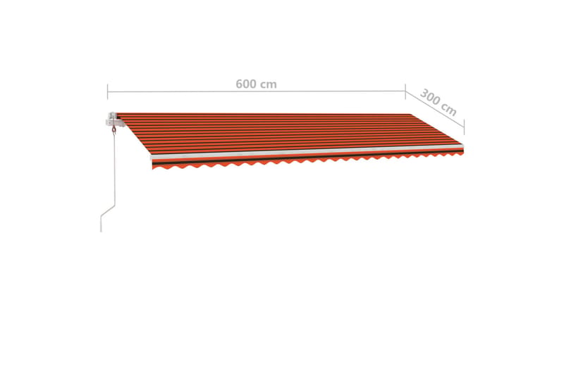 Fristående automatisk markis 600x300 cm orange/brun - Orange - Utemöbler - Solskydd - Markiser