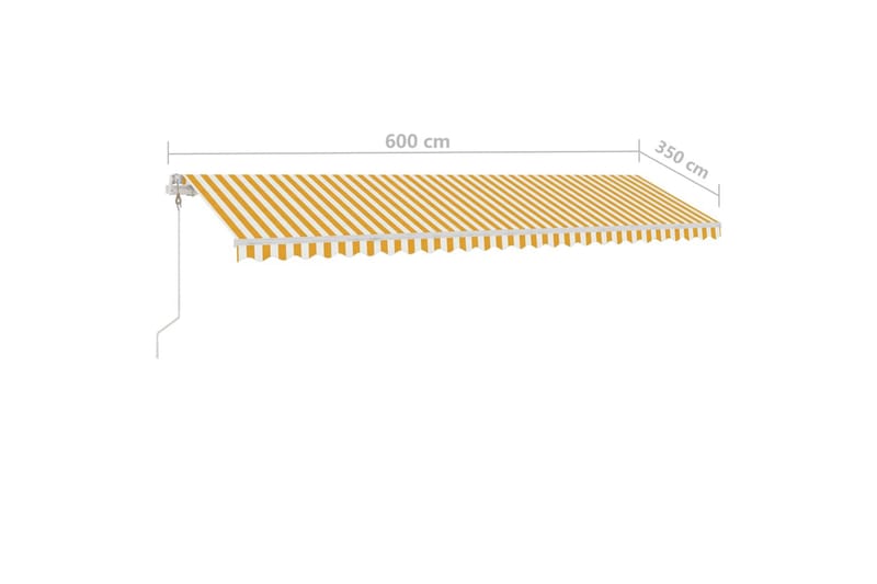 Fristående automatisk markis 600x350 cm gul/vit - Gul - Markiser - Terrassmarkis