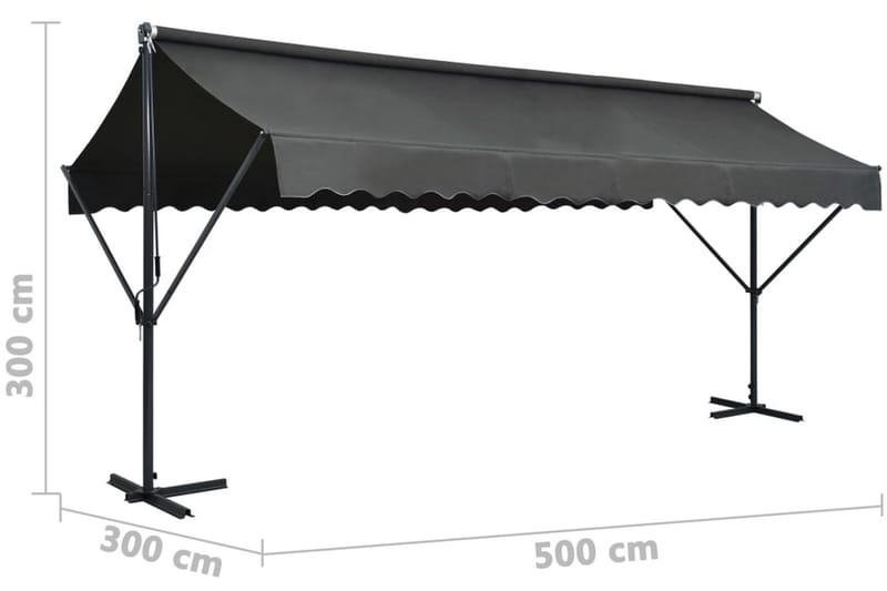 Fristående markis 500x300 cm antracit - Grå - Fönstermarkis - Markiser