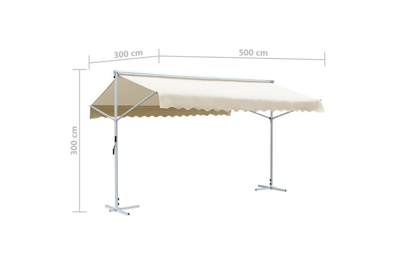 Fristående markis 500x300 cm gräddvit - Vit - Markiser - Terrassmarkis