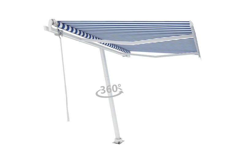 Fristående markis automatisk 300x250 cm blå/vit - Blå - Utemöbler - Solskydd - Markiser