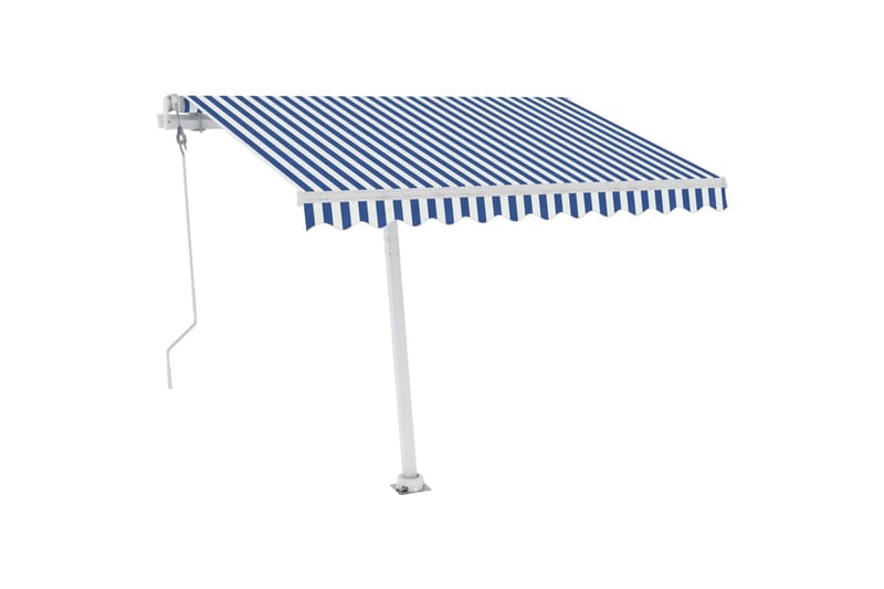 Fristående markis automatisk 300x250 cm blå/vit - Blå - Utemöbler - Solskydd - Markiser