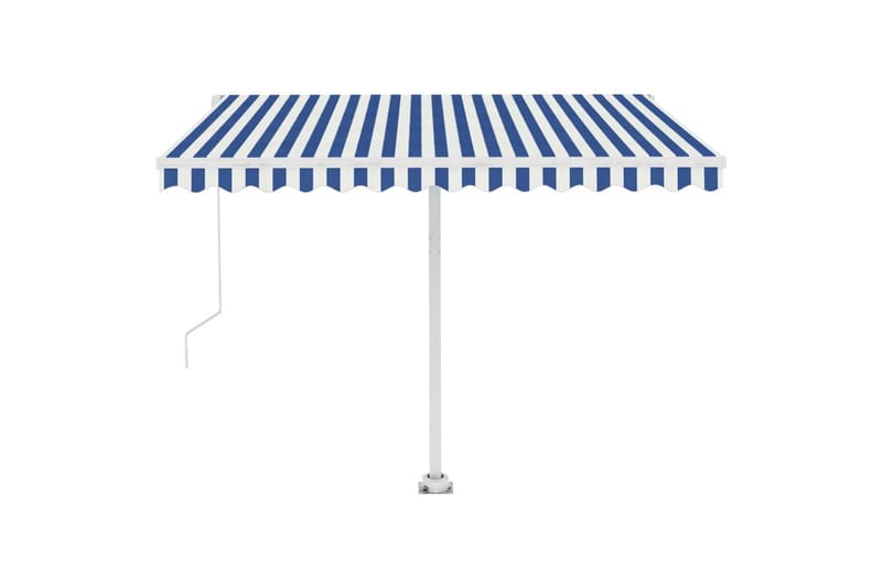 Fristående markis automatisk 300x250 cm blå/vit - Blå - Utemöbler - Solskydd - Markiser