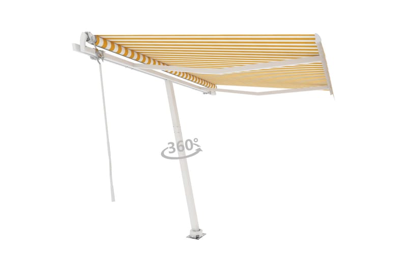 Fristående markis automatisk 300x250 cm gul/vit - Gul - Utemöbler - Solskydd - Markiser