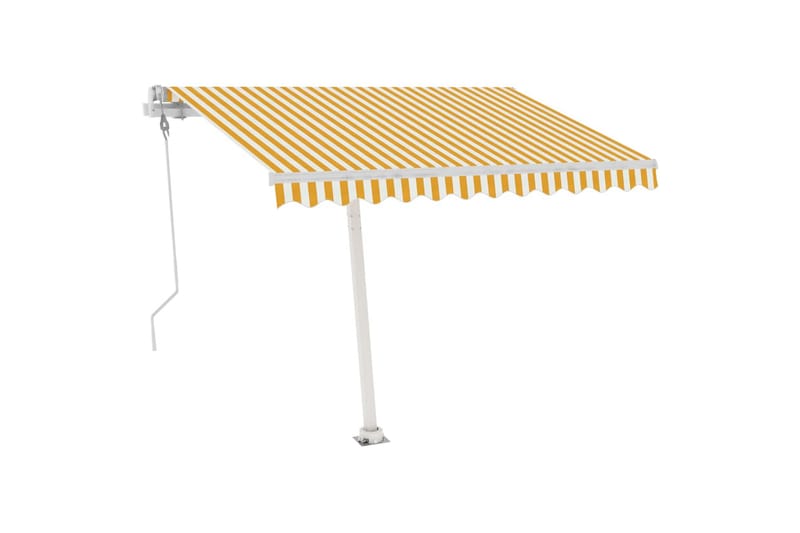 Fristående markis automatisk 300x250 cm gul/vit - Gul - Utemöbler - Solskydd - Markiser