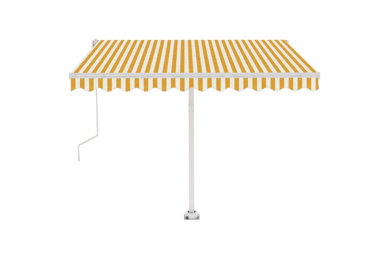 Fristående markis automatisk 300x250 cm gul/vit - Gul - Utemöbler - Solskydd - Markiser