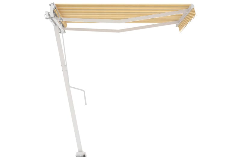 Fristående markis automatisk 300x250 cm gul/vit - Gul - Utemöbler - Solskydd - Markiser