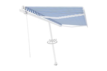 Fristående markis automatisk 400x350 cm blå/vit
