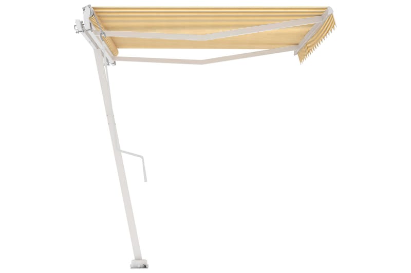Fristående markis automatisk 400x350 cm gul/vit - Gul - Utemöbler - Solskydd - Markiser
