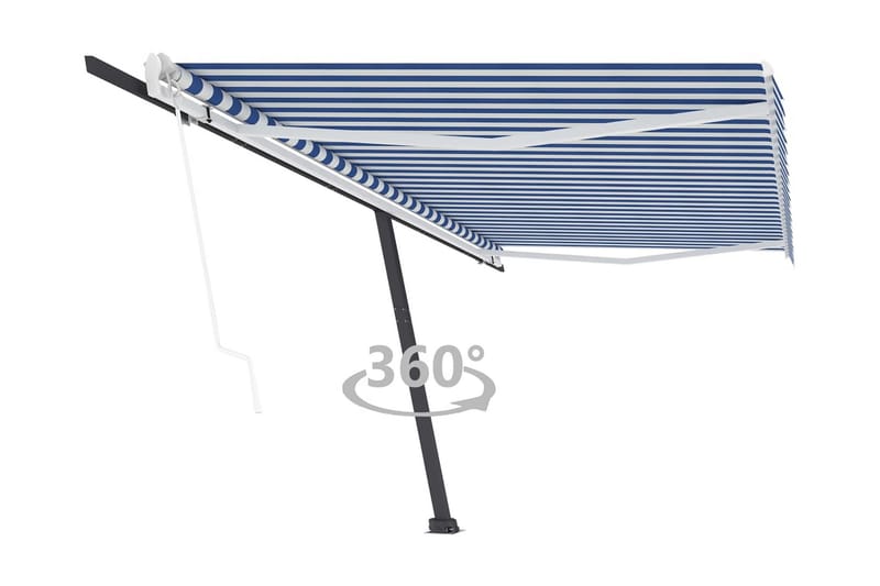 Fristående markis automatisk 500x300 cm blå/vit - Blå - Utemöbler - Solskydd - Markiser - Fönstermarkis