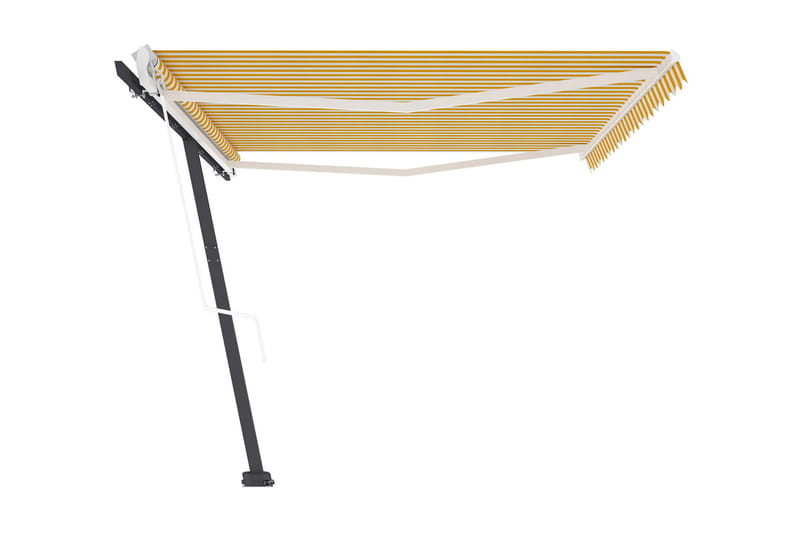 Fristående markis automatisk 500x300 cm gul/vit - Gul - Utemöbler - Solskydd - Markiser - Fönstermarkis