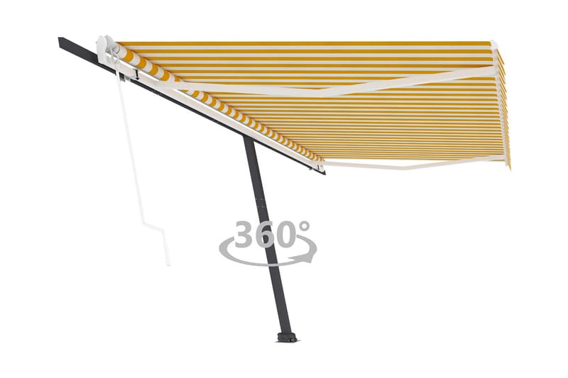 Fristående markis automatisk 500x300 cm gul/vit - Gul - Utemöbler - Solskydd - Markiser - Fönstermarkis