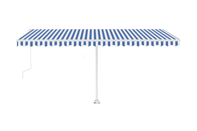 Fristående markis automatisk 500x350 cm blå/vit - Blå - Utemöbler - Solskydd - Markiser
