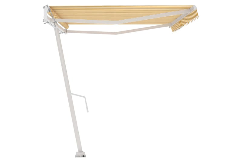 Fristående markis automatisk 500x350 cm gul/vit - Gul - Utemöbler - Solskydd - Markiser