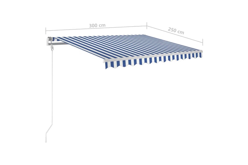 Fristående markis manuell 300x250 cm blå/vit - Blå - Utemöbler - Solskydd - Markiser
