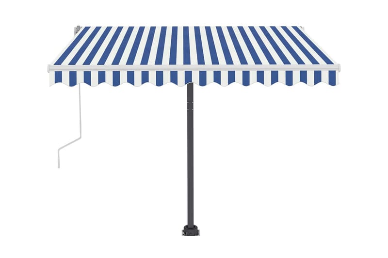 Fristående markis manuell 300x250 cm blå/vit - Blå - Utemöbler - Solskydd - Markiser