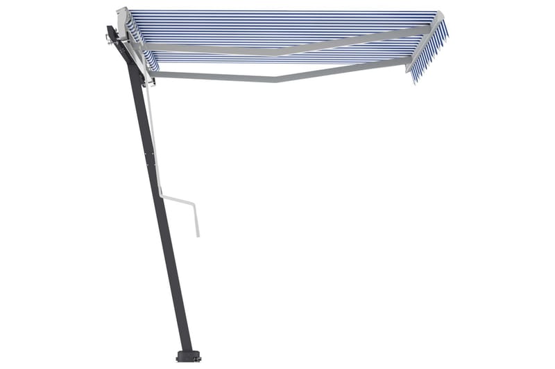 Fristående markis manuell 300x250 cm blå/vit - Blå - Utemöbler - Solskydd - Markiser