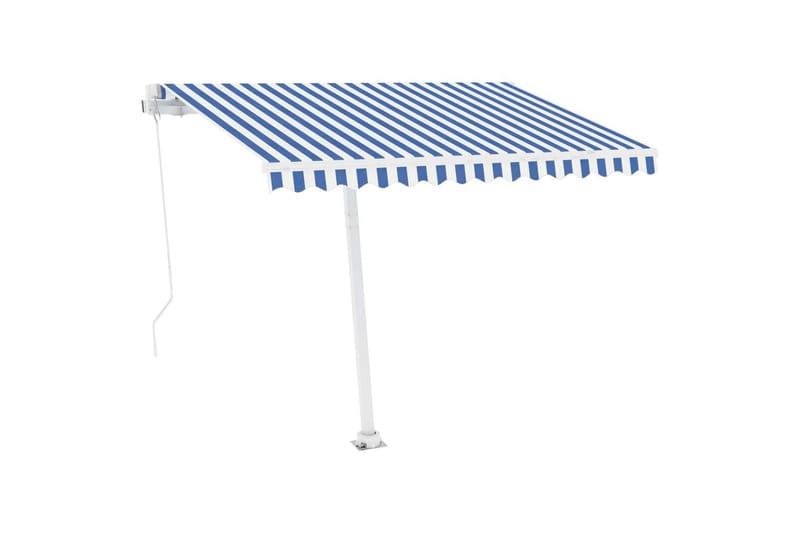 Fristående markis manuellt infällbar 350x250 cm blå/vit - Blå - Utemöbler - Solskydd - Markiser