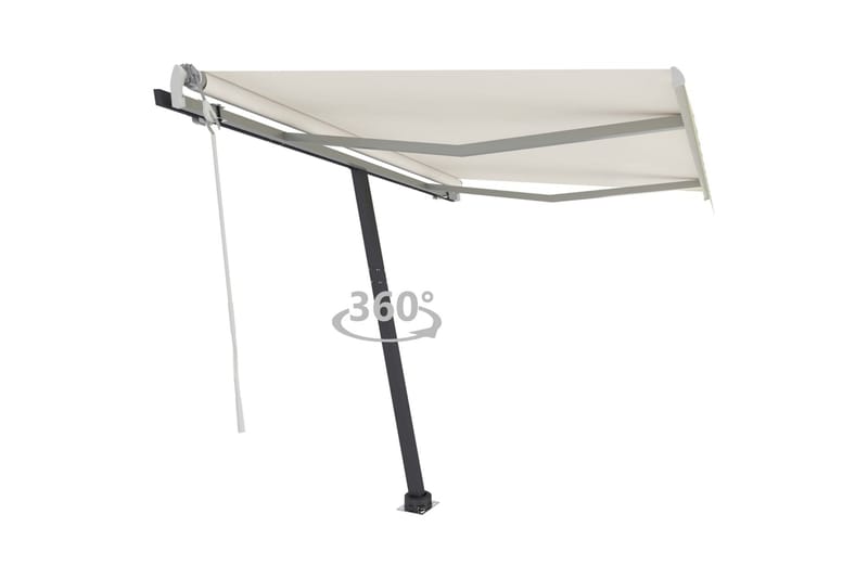 Fristående markis manuellt infällbar 350x250 cm gräddvit - Vit - Utemöbler - Solskydd - Markiser - Fönstermarkis